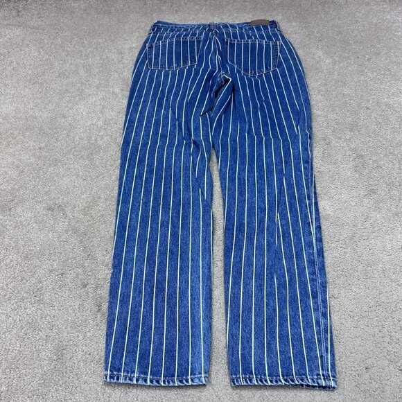 American Eagle Outfitters Mom Jeans Blue White Striped Pockets Size 2 - Picture 12 of 13
